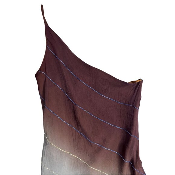 Ombre One Shoulder Spaghetti Strap Asymmetrical Dress - Picture 3 of 6